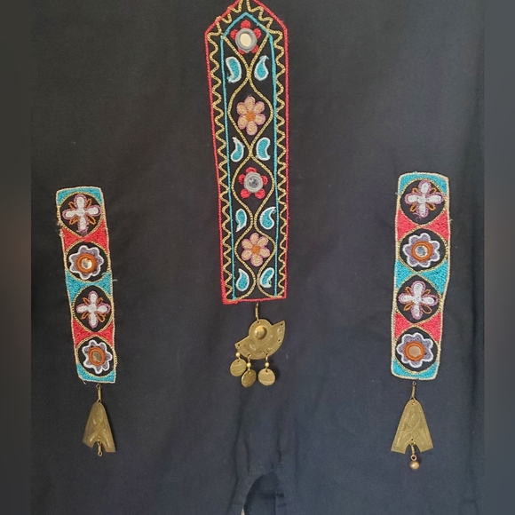 Embroidered Western Boho Black Crop Bolero Jacket Women's Size S/M - Picture 10 of 11